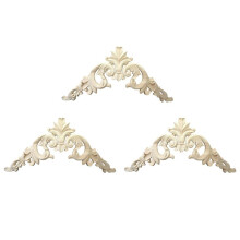 3pcs 15 X 15cm Rubber Wood Carved Corner Onlay Applique Exquisite Unpainted
