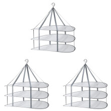 3X 3-Tier Sweater Drying Rack Hanging Clothes Hanging Dryer Laundry Mesh Drying Rack, Foldable Clothing Dryer Racks