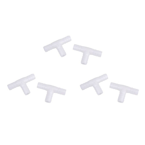 6pcs 12mm Plastic Equal Tee Connector Barbed Pipe Fitting Air/Water Hose Joiner