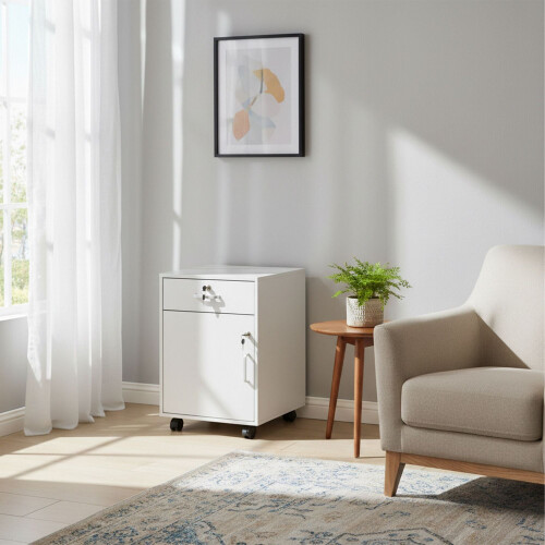 Lockable Mobile Desk Pedestal with Drawer and Compartment 2