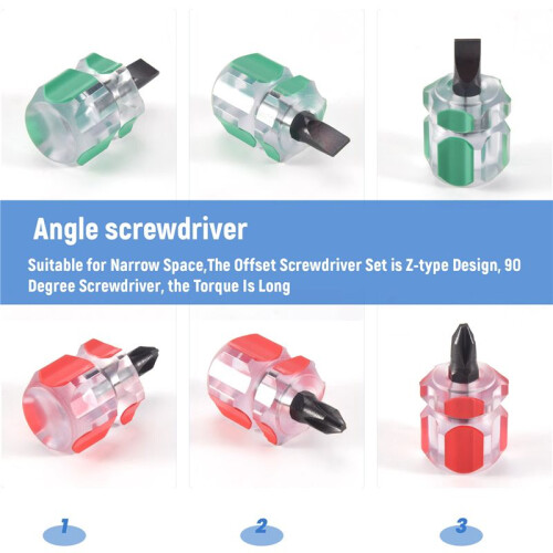 5 in 1 Offset Screwdriver Z Shaped Screwdrivers Magnetic Slotted Phillips Double  Hand Tool Set 2