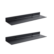 2X Schwimmendes Wandregal Schwarz für KüChe Badezimmer Lagerregal Spiegel Metall Dusche Eckregale Organizer Schrank Zuhause B
