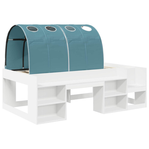 VidaXL vidaXL Bed Frame with Tunnel with Shelf 3 pcs White and Light Blue 1