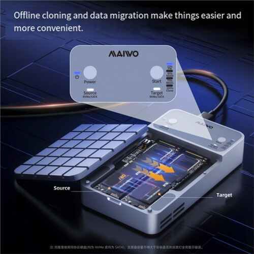 MAIWO USB3.2 20Gbps M.2 NVMe  SSD Enclosure Compatible 8TB Solid State Drive Case for  4/3 Hard Box 2