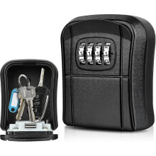 Caja de seguridad para llaves de pared, mini caja fuerte para llaves de exterior con código numérico reiniciable de 4 dígitos
