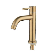 Grifo monomando de lavabo de agua fría color oro cepillado, material 304, para baño.