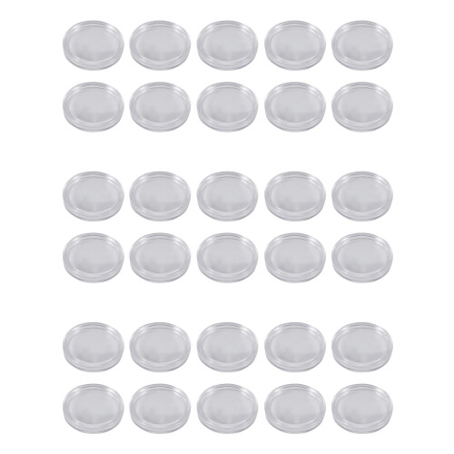 30 Pcs Small Round Transparent Plastic Coin Capsules Box 33mm
