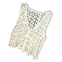 Womens Bohemian Crochet Vest Button Down Cardigan-Apricot os