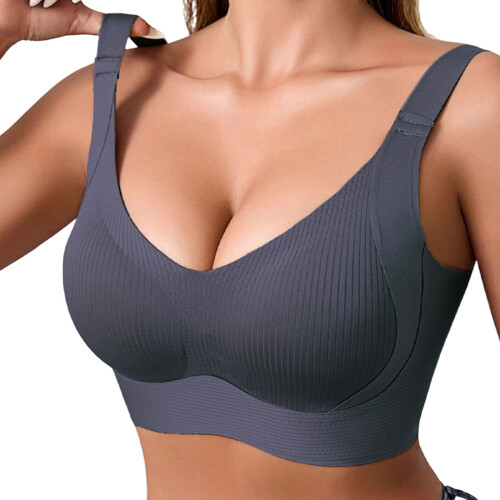 Breathable Lace Bralette Thin Straps Comfortable-Dark Grey M