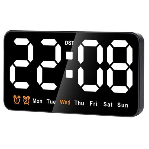 3X Digital Wall Clock, 9Inch LED Digital Clock Large Display with 12/24H,  Digits,Small Silent Wall Clock(White) 1