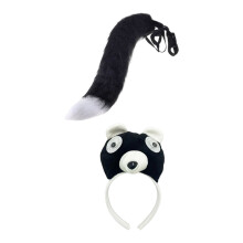 2PCS Weiche Plüsch Bär Ohren Stirnband Und Schwanz Set-Schwarz