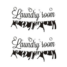 2X "Laundry Room" Laundry Room Decoration Carved Wall Stickers Can Remove Stickers:Black