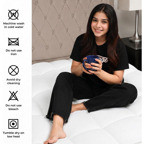 Super King 4 Inch Microfibre Mattress Topper White 2