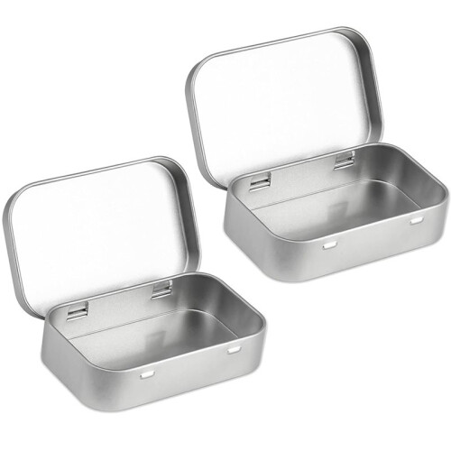 10 PCS Small Storage Box with Lid Rectangular Small Tin Boxes Metal Box with Lid Small Tin Box for Home Storage Silver 1