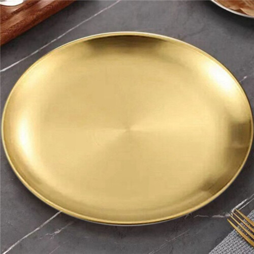 3X Stainless Steel Round Plate Camping Dishes Rust-Proof Stackable Food Serving Plate 14cm 1
