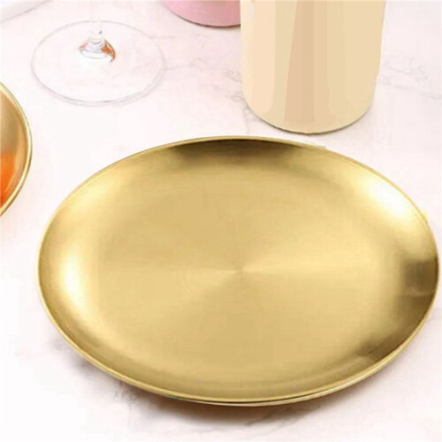 3X Stainless Steel Round Plate Camping Dishes Rust-Proof Stackable Food Serving Plate 14cm 2