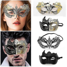2kpl naamiaisnaamio venetsialaisia naamioita, metallinaamio miehille ja naisille, juhlanaamiot pariskunnille ja naamiais