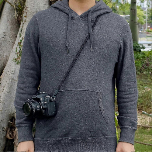 Alça para Câmera em Corda, Compatível com Câmeras DSLR, SLR e Sem Espelho, Ajustável e Confortável, Preta 1