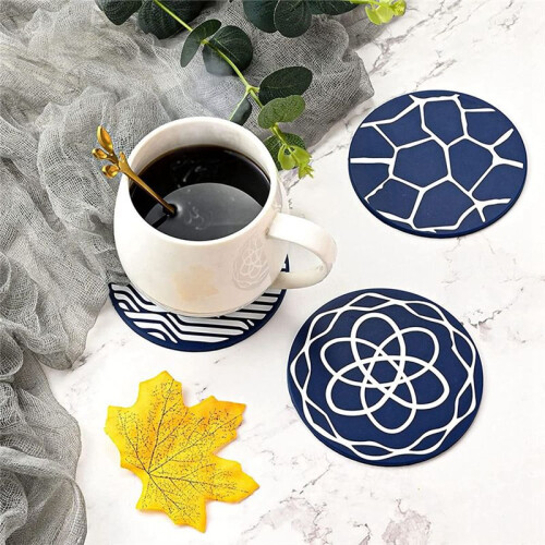 18Pcs Drink Coasters,Round Silicone Rubber Cup Pad with Storage Box,Suitable for Bar, Table Decoration, Protect Desktop 1