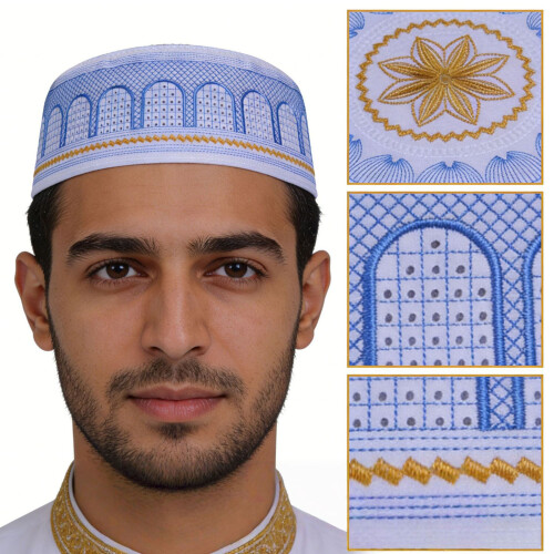 Polyester de chapeau ethnique brodé traditionnel de Hui-Noir 58 1