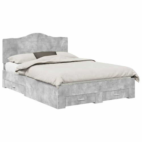 VidaXL vidaXL Bed Frame Concrete Grey 150 x 200 cm Engineered Wood 1