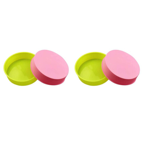 4 Peças Moldes de Bolo de Silicone, Latas de Bolo Redondas de 8 Polegadas, Moldes Antiaderentes, Assadeiras para Biscoitos/Pães de Chocolate