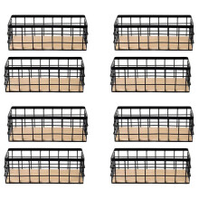 8Pack Metal Storage Basket with Wood Base,Decorative Baskets for Home Storage,Wire Basket for Organizing Small Tableware