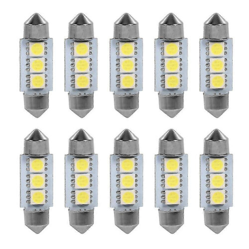 10 τεμάχια λαμπτήρες LED 36mm 12V 3 SMD 5050 Festoon, εσωτερικό φως αυτοκινήτου, λ