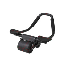 Rouleau abdominal avec support coude — Roue double silencieuse, rebond à ressort, poignée mousse antidérapante et support téléphone Black
