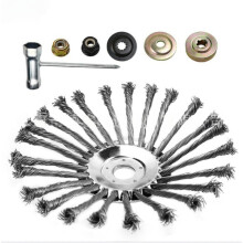 10 inch Grass Trimmer Head Kit - Twist-Knot Steel Wire Wheel, Stainless Steel+PU, Hochleistung Brush Cutter Attachment