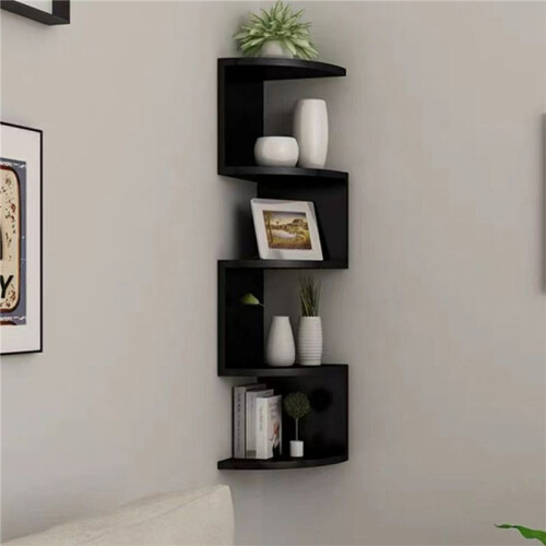 2X Wall Mounted Corner Storage Rack Classic Wall Rack 5 Layers Semicircular Partitions A 2