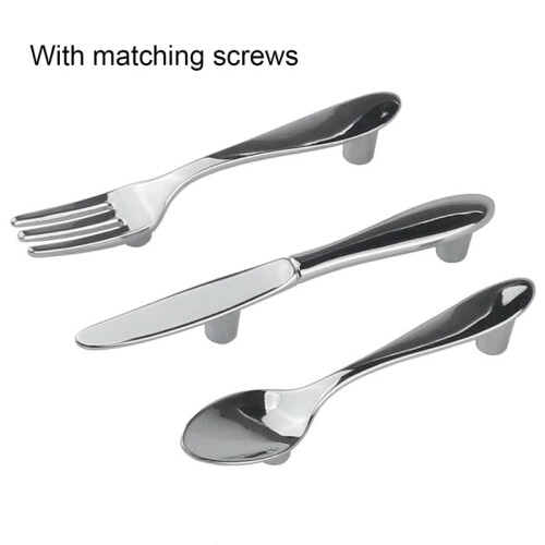 18 PCS Knife Spoon Fork Kitchen Cabinet Closet Drawer Pull Handles Knobs 3-Inch Center to Center (Silver) 1