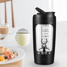 Svart elektrisk proteinshakerflaske, oppladbar proteinshakerflaske, blenderflaskeshakermikserkopp sportsshaker for protein