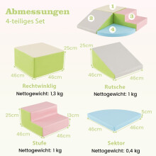 4 TLG. Schaumstoffbausteine zum Toben & Klettern Riesenbausteine Großbausteine Rosa + Grün