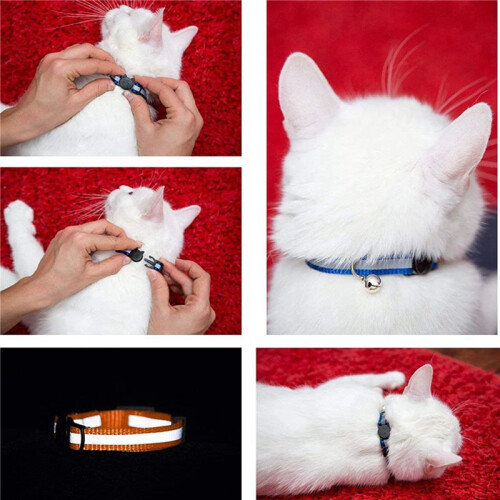 48 Pcs Reflective Cat Collars Quick Release Safety Buckle with Bell Adjustable 19-32cm (12 Colors) 2