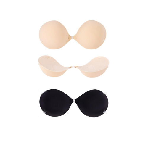 Set van 2 onzichtbare push-up strapless-Huidkleur zwart A 1