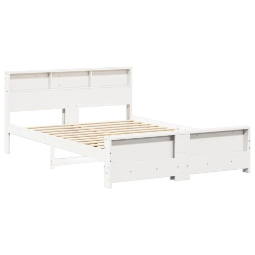 VidaXL vidaXL Bed Frame with Headboard White 150 x 200 cm Engineered Wood 2
