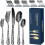 40-Piece Set, Stainless Steel Silverware Cutlery, Unique Pattern Design, Includes Dinner Knives 3