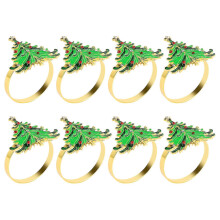 8pcs Green Christmas Tree Napkin Rings for Holiday Dining Table & Wedding Reception Decor