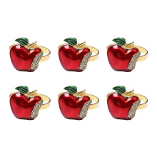 Red Napkin Rings Set Of 6, Wedding Dinner Party Banquet Serviette For Christmas