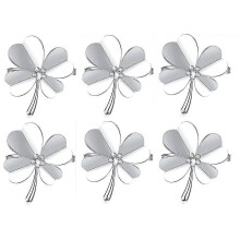 6 Pcs St. Patrick's Day Shamrock Napkin Rings with Rhinestone Buckle Holder