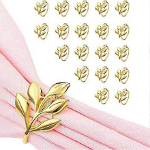 20pcs Gold Leaf Napkin Rings for Table Napkins - Holiday Fall Napkin Rings