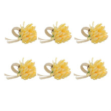 6 Pcs Chrysanthemum Flower Napkin Rings, Towel Buckle Holders for Dinner & Festival