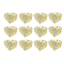 12 Heart Rhinestone Napkin Rings & Buckle Set for Valentine's Day Wedding Holiday