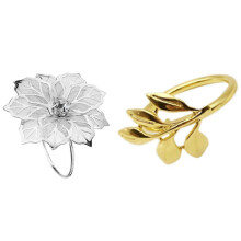 18pcs Napkin Buckle Wedding Party Gold Napkin Rings Dinner Table Decor - 6pcs Fall Leaves & 1