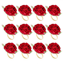12 Gold Metal Red Shape Towel Buckle Napkin Rings for Wedding Party Valentine's Day Hotel Table Decor