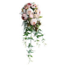 Vattendroppepion Bröllopsbrudbukett Romantisk innehavande blomma för brudtärnedekoration