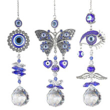 3-Pcs Evil Eye Crystal Suncatcher Pendant, Light Shadow Wind Chime, Rainbow Garden Decor