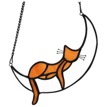 Orange Lovers Gift, Stained Glass Window Hanging Sleeping Suncatcher