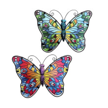 2x 3D Butterfly Ornaments Plaque Sculpture Gift for Home Garden Decoration